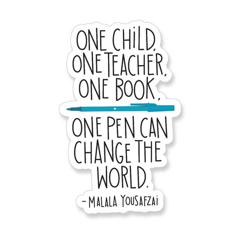 Malala Yousafzai One Book Quote Sticker