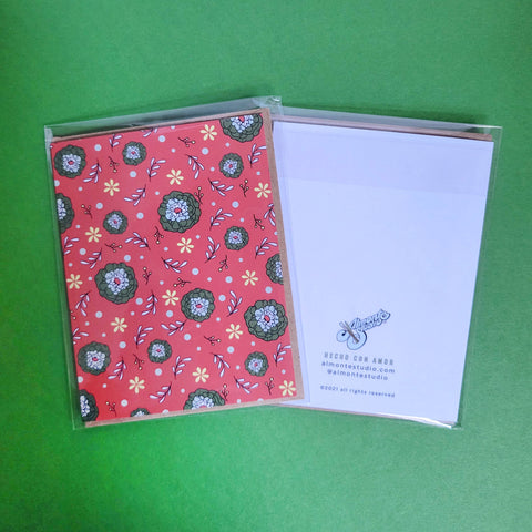 Floral Greeting Card - Red