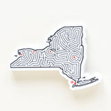 New York Maze State Map Die Cut Vinyl Sticker | 3.5x2.5"