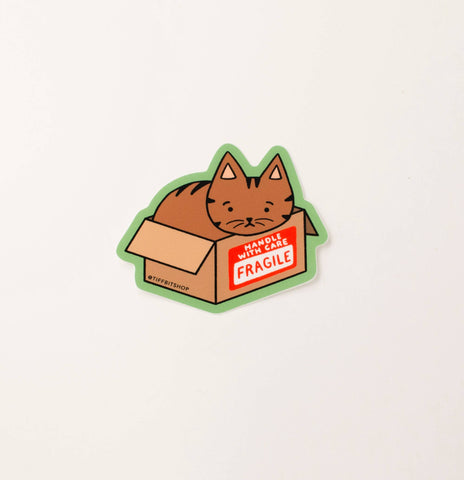 Cat Fragile Box Sticker