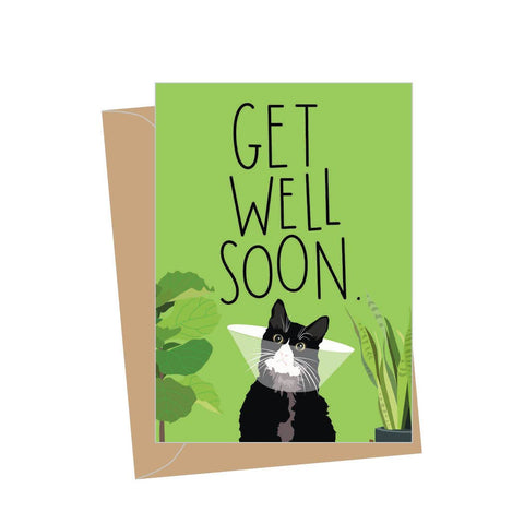 Mini Get Well Recuperating Cat, Folded Enclosure Cards
